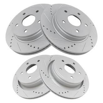 TRQ® - Performance Cross Drilled and Slotted Front and Rear Disc Brake Rotors