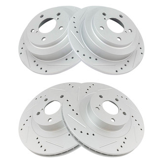 TRQ® - Performance Cross Drilled and Slotted Front and Rear Disc Brake Rotors