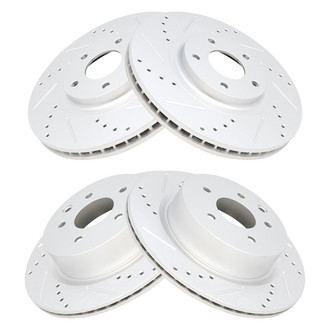 TRQ® - Performance Cross Drilled and Slotted Front and Rear Disc Brake Rotors