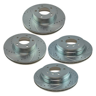 TRQ® - Performance Cross Drilled and Slotted Front and Rear Disc Brake Rotors
