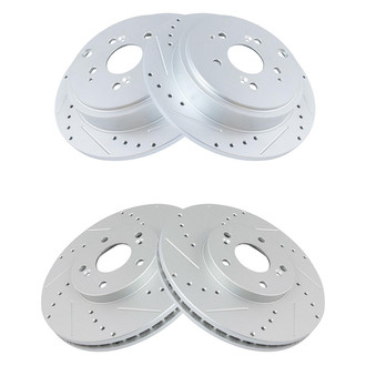 TRQ® - Performance Cross Drilled and Slotted Front and Rear Disc Brake Rotors