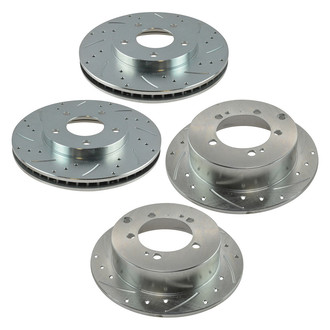 TRQ® - Performance Cross Drilled and Slotted Front and Rear Disc Brake Rotors