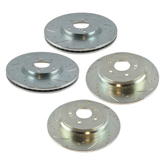 TRQ® - Performance Cross Drilled and Slotted Front and Rear Disc Brake Rotors