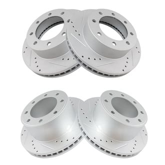 TRQ® - Performance Cross Drilled and Slotted Front and Rear Disc Brake Rotors