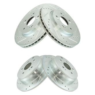 TRQ® - Performance Cross Drilled and Slotted Front and Rear Disc Brake Rotors