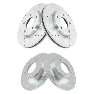 TRQ® - Performance Cross Drilled and Slotted Front and Rear Disc Brake Rotors