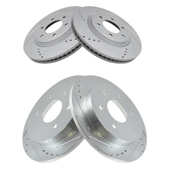 TRQ® - Performance Cross Drilled and Slotted Front and Rear Disc Brake Rotors