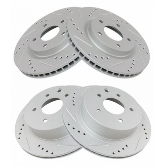 TRQ® - Performance Cross Drilled and Slotted Front and Rear Disc Brake Rotors