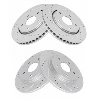 TRQ® - Performance Cross Drilled and Slotted Front and Rear Disc Brake Rotors