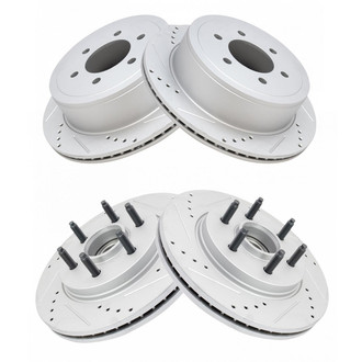 TRQ® - Performance Cross Drilled and Slotted Front and Rear Disc Brake Rotors