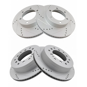 TRQ® - Performance Cross Drilled and Slotted Front and Rear Disc Brake Rotors