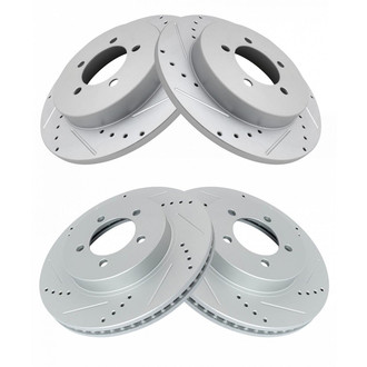 TRQ® - Performance Cross Drilled and Slotted Front and Rear Disc Brake Rotors