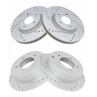 TRQ® - Performance Cross Drilled and Slotted Front and Rear Disc Brake Rotors