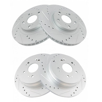 TRQ® - Performance Cross Drilled and Slotted Front and Rear Disc Brake Rotors