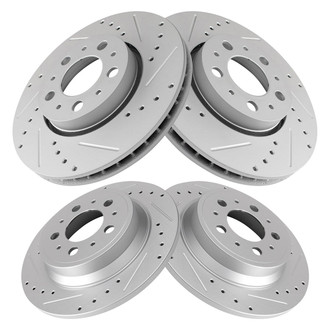TRQ® - Performance Cross Drilled and Slotted Front and Rear Disc Brake Rotors