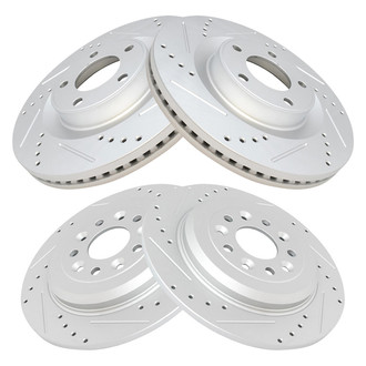 TRQ® - Performance Cross Drilled and Slotted Front and Rear Disc Brake Rotors
