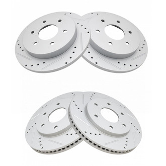 TRQ® - Performance Cross Drilled and Slotted Front and Rear Disc Brake Rotors