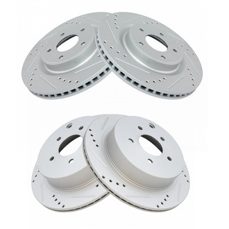 TRQ® - Performance Cross Drilled and Slotted Front and Rear Disc Brake Rotors