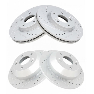 TRQ® - Performance Cross Drilled and Slotted Front and Rear Disc Brake Rotors