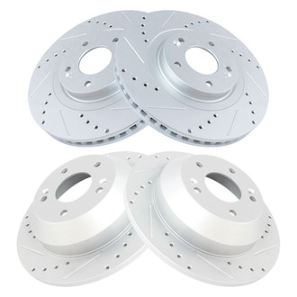 TRQ® - Performance Cross Drilled and Slotted Front and Rear Disc Brake Rotors