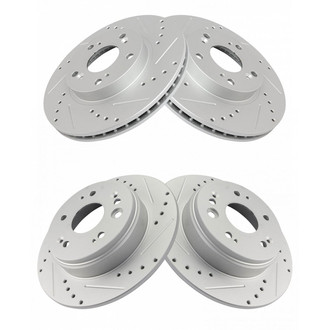 TRQ® - Performance Cross Drilled and Slotted Front and Rear Disc Brake Rotors