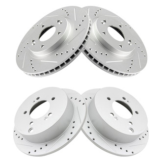 TRQ® - Performance Cross Drilled and Slotted Front and Rear Disc Brake Rotors
