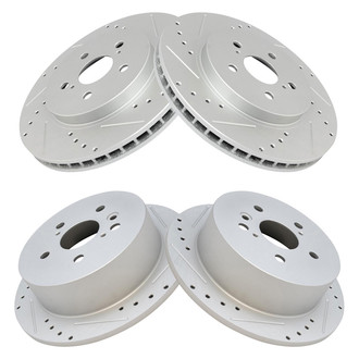 TRQ® - Performance Cross Drilled and Slotted Front and Rear Disc Brake Rotors