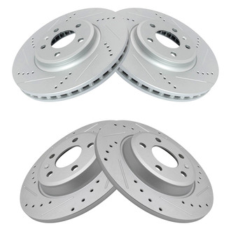 TRQ® - Performance Cross Drilled and Slotted Front and Rear Disc Brake Rotors