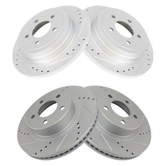 TRQ® - Performance Cross Drilled and Slotted Front and Rear Disc Brake Rotors