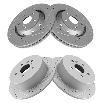 TRQ® - Performance Cross Drilled and Slotted Front and Rear Disc Brake Rotors