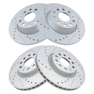 TRQ® - Performance Cross Drilled and Slotted Front and Rear Disc Brake Rotors