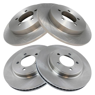 TRQ® - Plain Front and Rear Disc Brake Rotors
