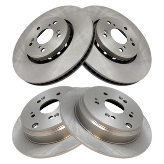 TRQ® - Plain Front and Rear Disc Brake Rotors
