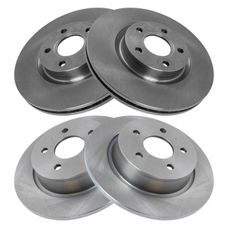 TRQ® - Plain Front and Rear Disc Brake Rotors