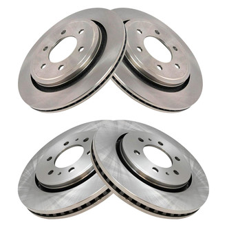 TRQ® - Plain Front and Rear Disc Brake Rotors