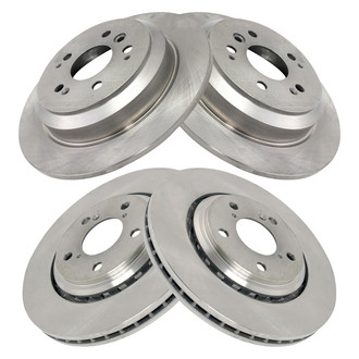 TRQ® - Plain Front and Rear Disc Brake Rotors