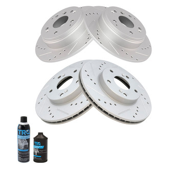 TRQ® - Performance Cross Drilled and Slotted Front and Rear Disc Brake Rotors