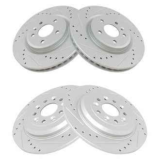 TRQ® - Performance Cross Drilled and Slotted Front and Rear Disc Brake Rotors