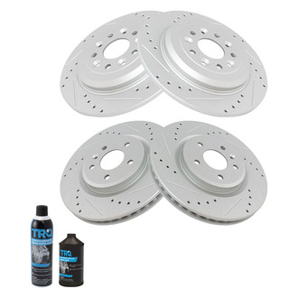 TRQ® - Performance Cross Drilled and Slotted Front and Rear Disc Brake Rotors