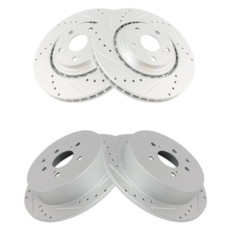 TRQ® - Performance Cross Drilled and Slotted Front and Rear Disc Brake Rotors