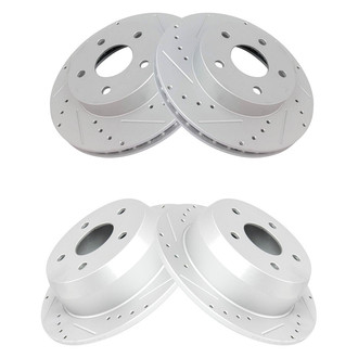 TRQ® - Performance Cross Drilled and Slotted Front and Rear Disc Brake Rotors