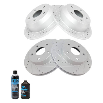 TRQ® - Performance Cross Drilled and Slotted Front and Rear Disc Brake Rotors