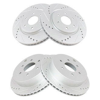 TRQ® - Performance Cross Drilled and Slotted Front and Rear Disc Brake Rotors