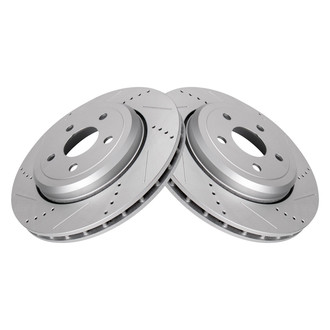 TRQ® - Performance Cross Drilled and Slotted Rear Disc Brake Rotors