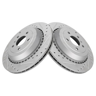 TRQ® - Performance Cross Drilled and Slotted Rear Disc Brake Rotors