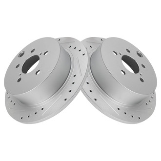 TRQ® - Performance Cross Drilled and Slotted Rear Disc Brake Rotors