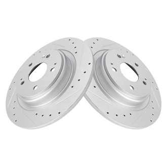 TRQ® - Performance Cross Drilled and Slotted Rear Disc Brake Rotors