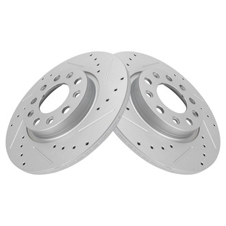 TRQ® - Performance Cross Drilled and Slotted Rear Disc Brake Rotors