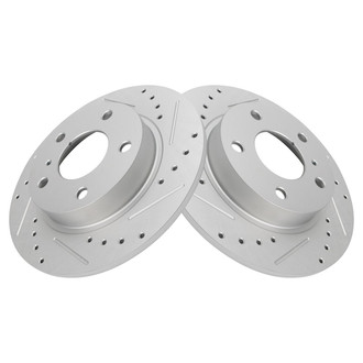 TRQ® - Performance Cross Drilled and Slotted Rear Disc Brake Rotors