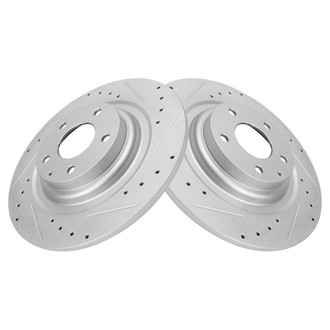 TRQ® - Performance Cross Drilled and Slotted Rear Disc Brake Rotors